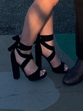 Lulus Black Wrap-Ankle High Heels